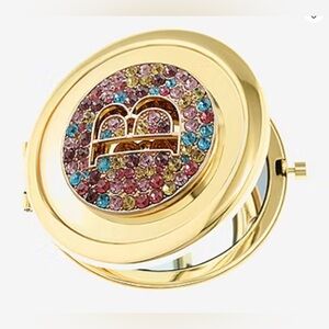 204. Mixit Luxe Jewelry Initial Gold Tone Round Compact Mirror